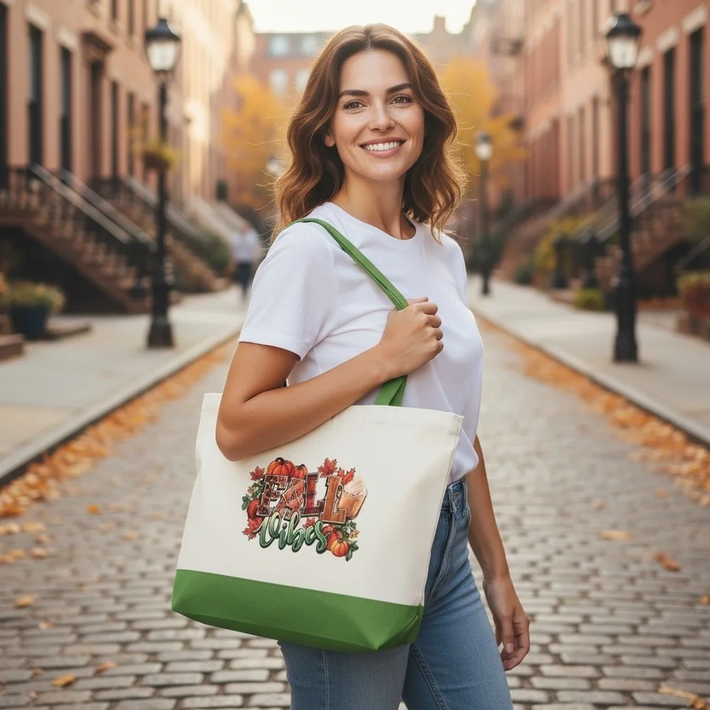 “Fall Vibes” Canvas Tote Bag - Fall/Autumn Design